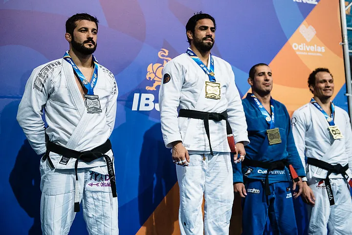 BJJ fighters on the winning podium in the IBJJF Tournament